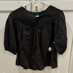 Old Navy Black Smocked Blouse